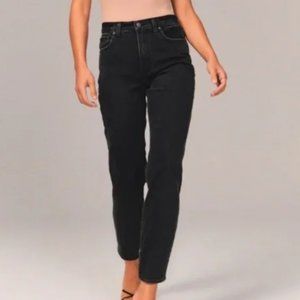 Abercrombie Black Ankle High Rise Mom Jeans
